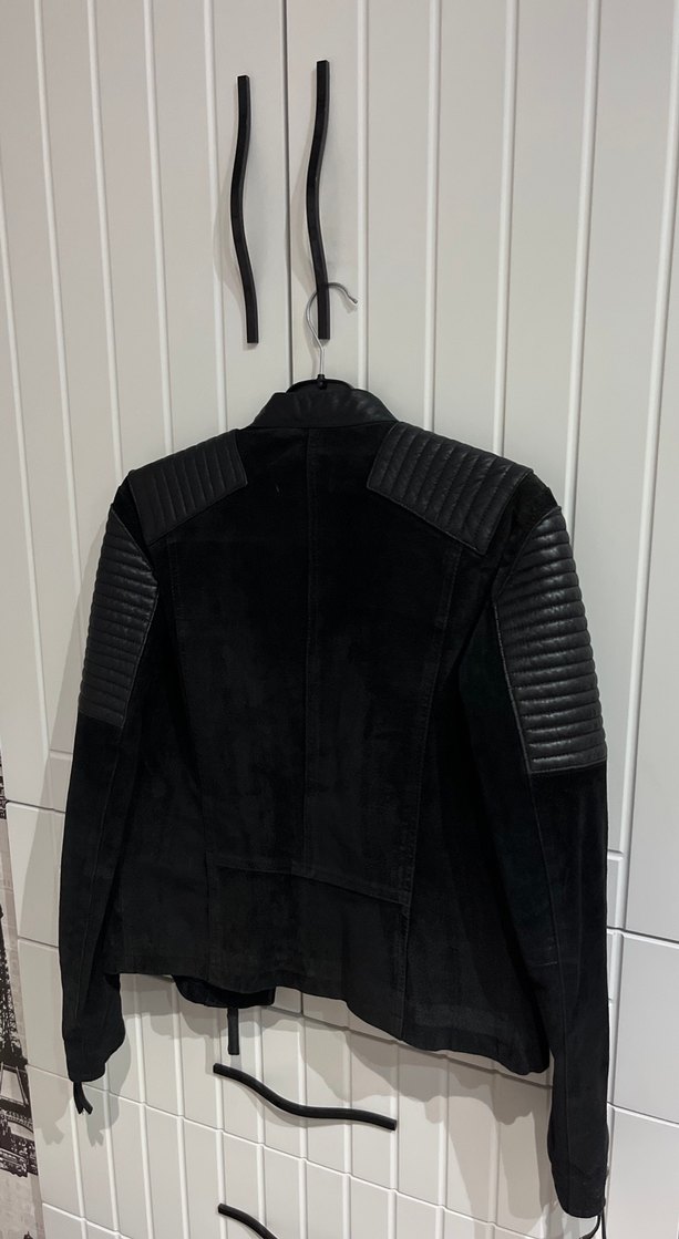 Kadın Siyah Deri Biker Ceket - Görsel 5