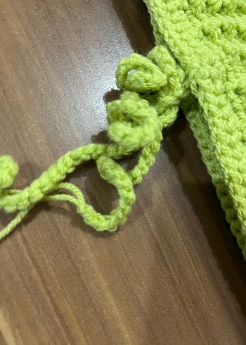 Kız Çocuk Örgü Bohem Kolsuz Panço fıstık yeşili yeni - Görsel 2