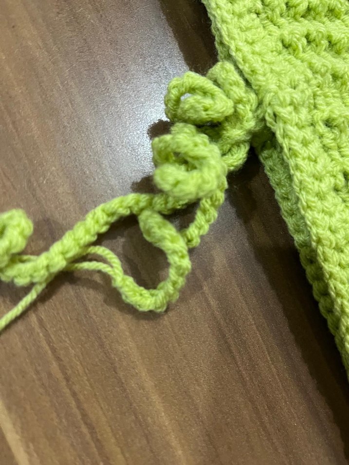 Kız Çocuk Örgü Bohem Kolsuz Panço fıstık yeşili yeni - Görsel 2