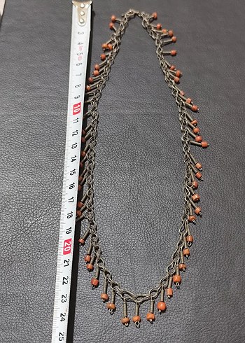 vintage gümüş kolye gerçek Mercan - Görsel 3