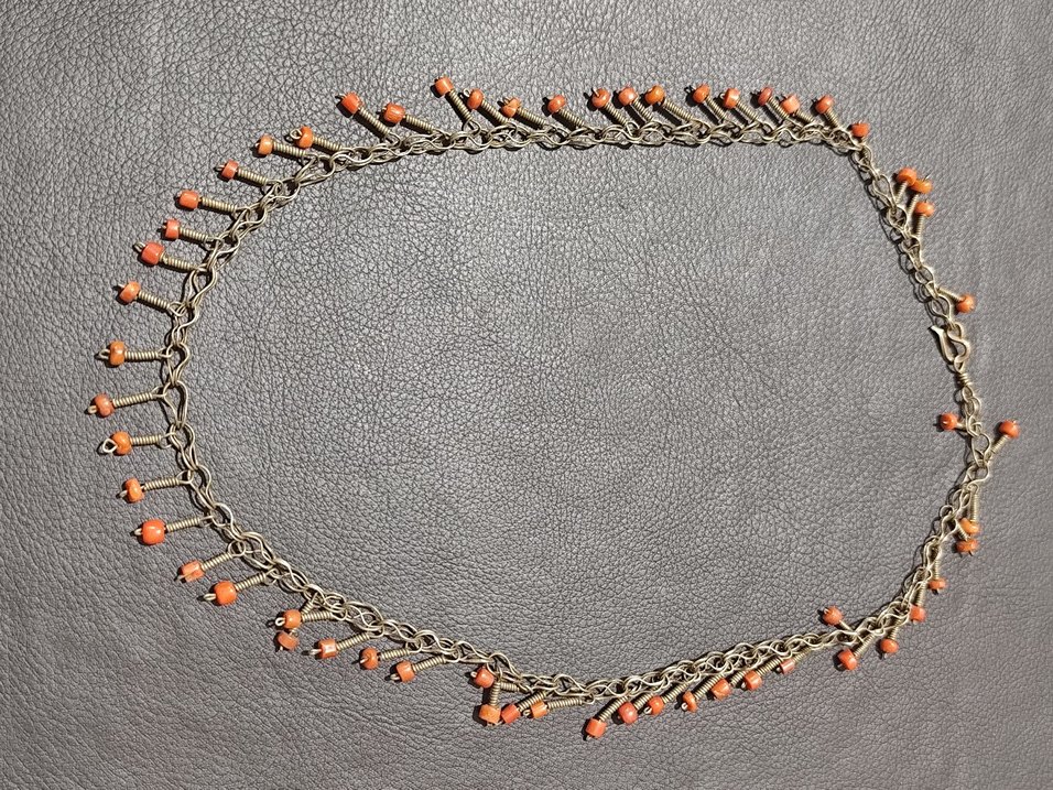 vintage gümüş kolye gerçek Mercan - Görsel 4