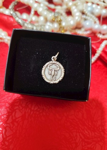 vintage 925 ayar gümüş kolye ucu mineli - Görsel 3