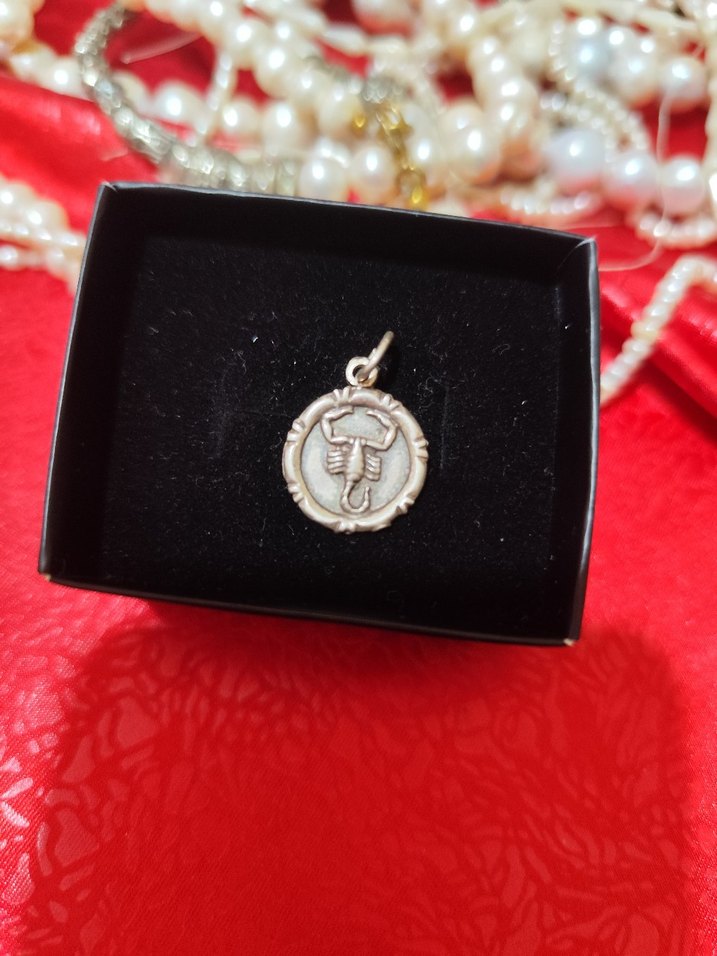 vintage 925 ayar gümüş kolye ucu mineli - Görsel 3