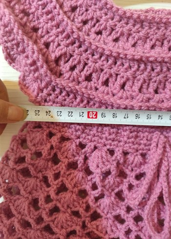 Kız Çocuk Dantelli Örgü Yelek el işi yeni - Görsel 3