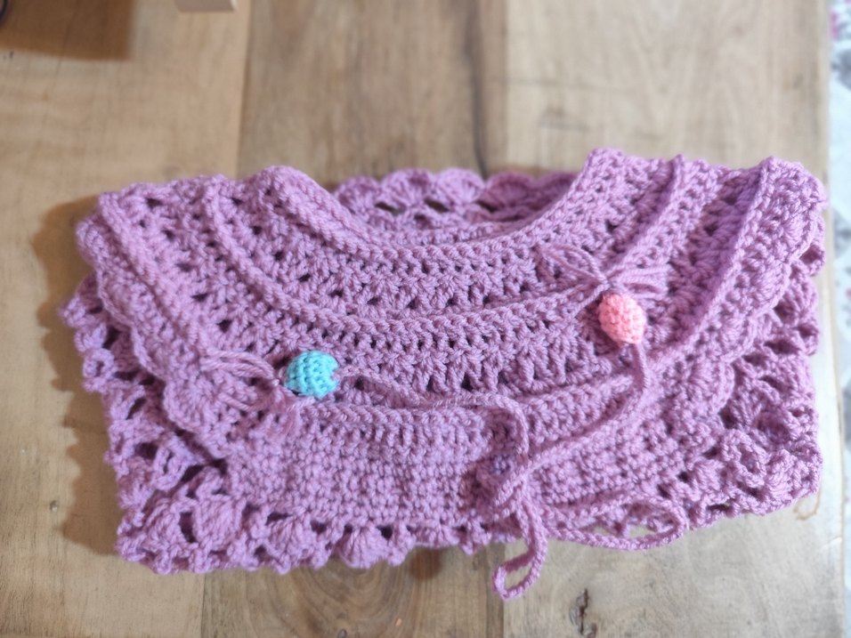 Kız Çocuk Dantelli Örgü Yelek el işi yeni - Görsel 4