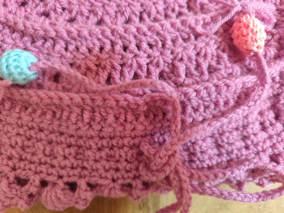 Kız Çocuk Dantelli Örgü Yelek el işi yeni - Görsel 5