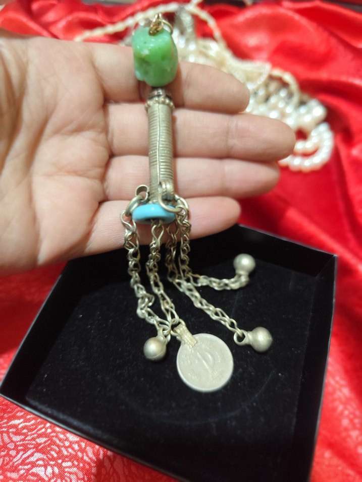 vintage otantik alpaka kolye ucu - Görsel 3