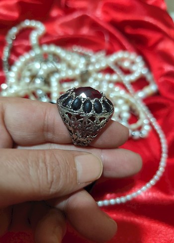 vintage gümüş Yakut ve safir taşlı erkek - Görsel 2