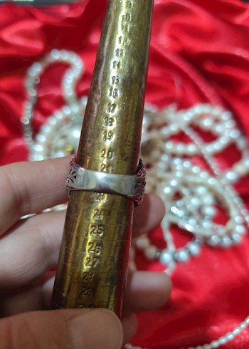 vintage gümüş Yakut ve safir taşlı erkek - Görsel 4