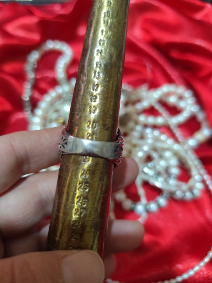 vintage gümüş Yakut ve safir taşlı erkek - Görsel 4