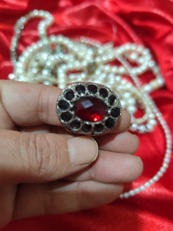 vintage gümüş Yakut ve safir taşlı erkek - Görsel 3