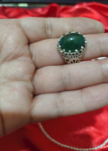 vintage gümüş yeşim taşlı erkek yüzüğü - Görsel 4