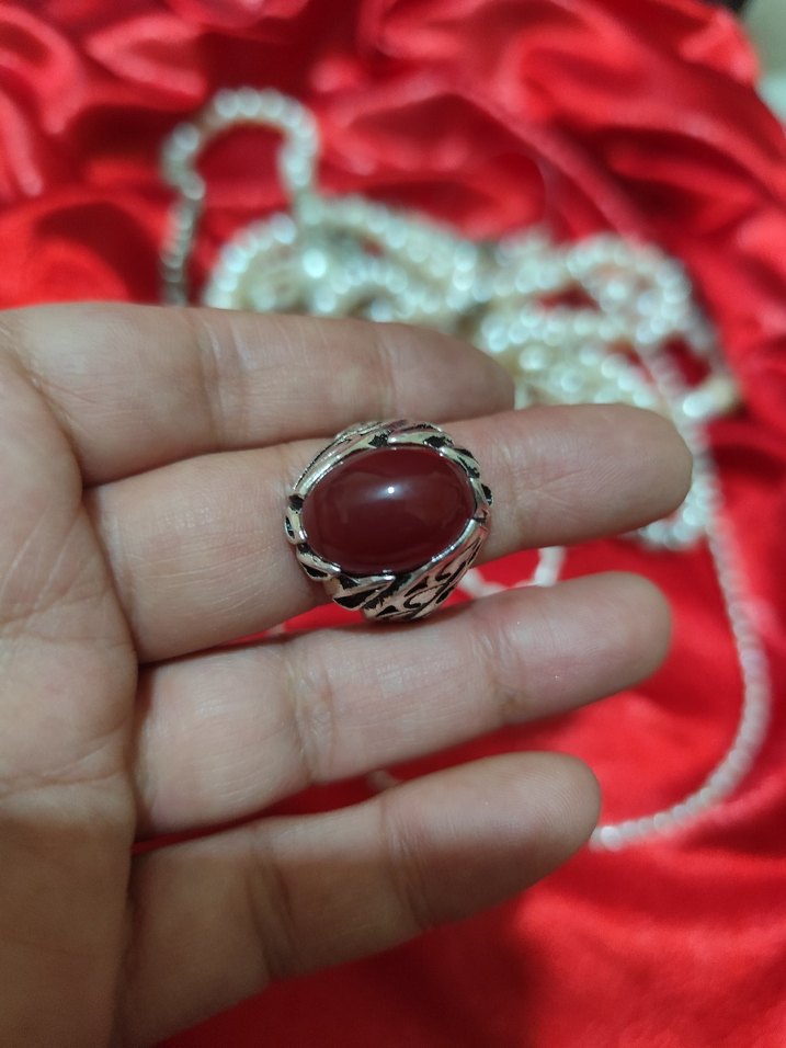 vintage gümüş akik taşlı erkek yüzüğü - Görsel 4