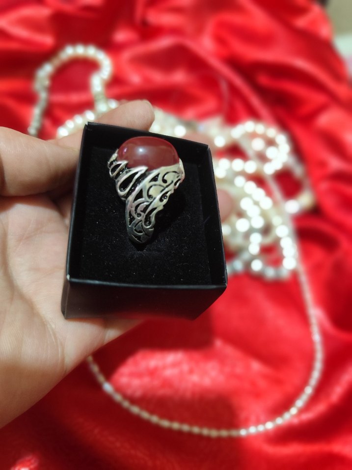 vintage gümüş akik taşlı erkek yüzüğü - Görsel 2