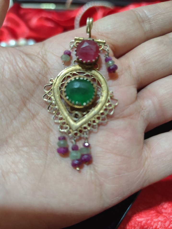 vintage otantik Yakut Zümrüt taşlı - Görsel 2