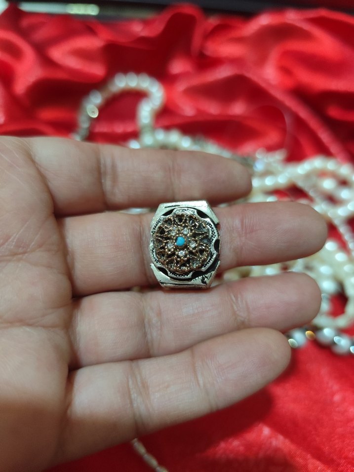 vintage 925 ayar Firuze taşlı erkek yüzüğü - Görsel 2