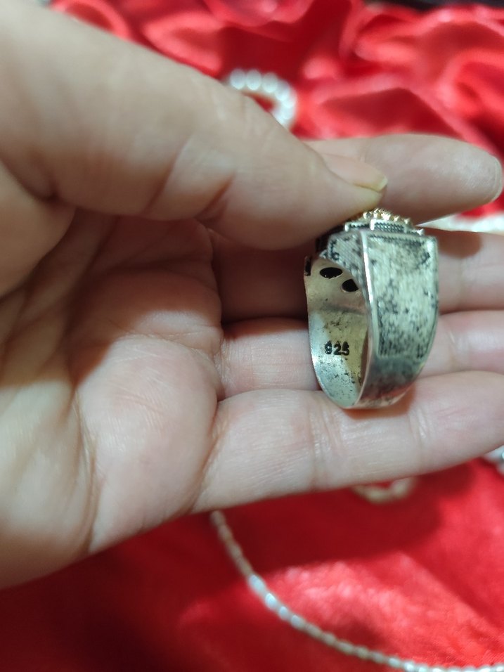 vintage 925 ayar Firuze taşlı erkek yüzüğü - Görsel 4