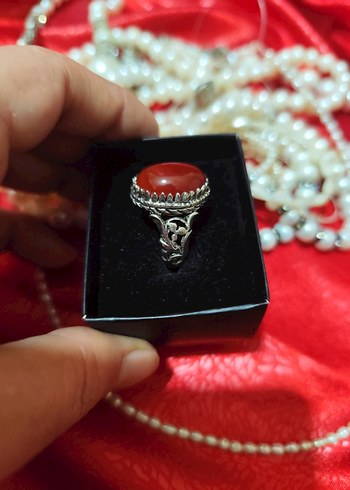 vintage gümüş akik taşlı erkek yüzük - Görsel 2