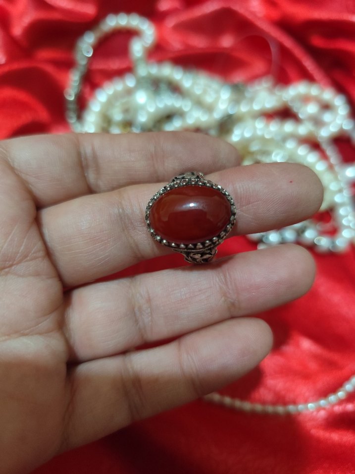 vintage gümüş akik taşlı erkek yüzük - Görsel 4