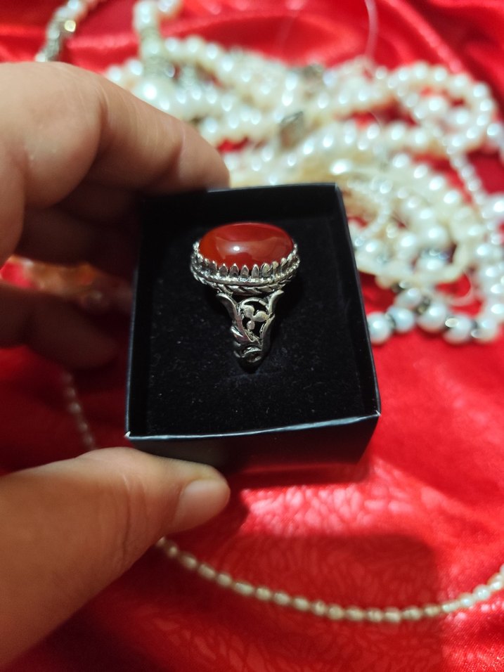 vintage gümüş akik taşlı erkek yüzük - Görsel 2