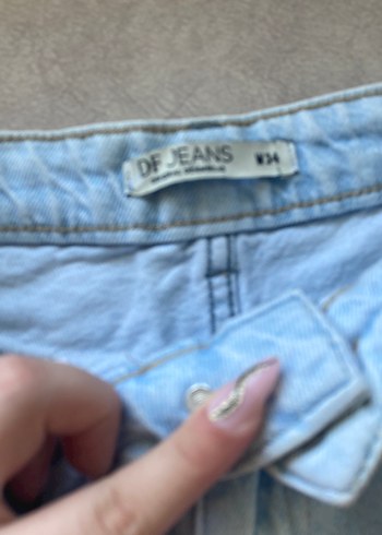 xs Beden Kadın Mavi Mini Denim Şort Loose Fit