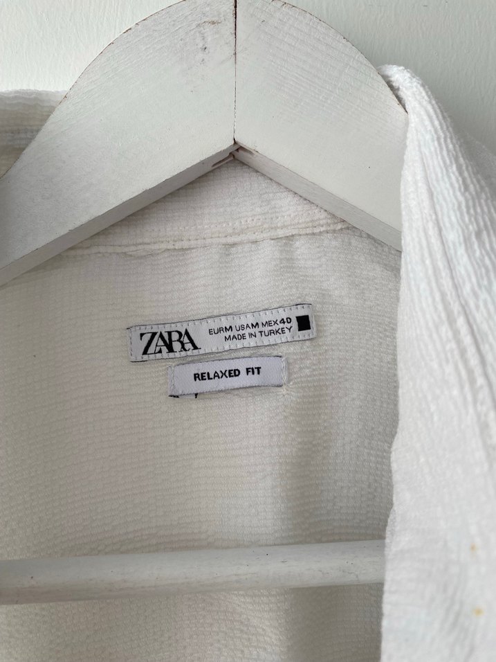 Beyaz Keten Kısa Kollu Gömlek - Görsel 2