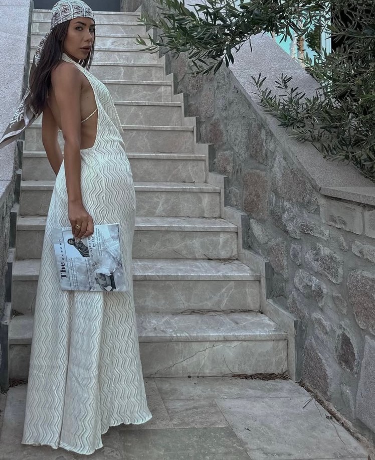 Beyaz Uzun Bohem Pareo - Görsel 2