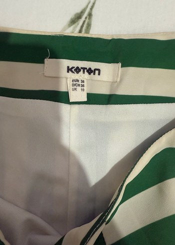 38 Beden Yeşil Çizgili Uzun Salaş Etek
