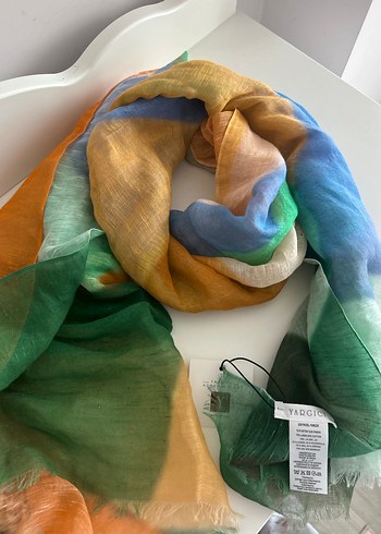 Yargıcı Keten Dokulu Renkli Şal - Görsel 4