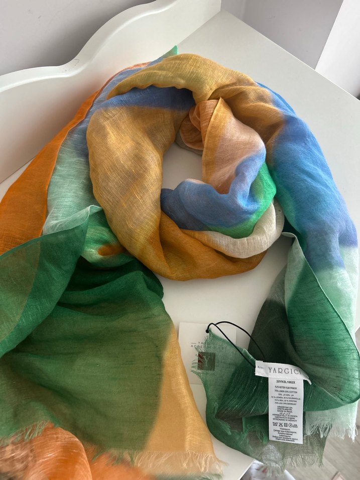 Yargıcı Keten Dokulu Renkli Şal - Görsel 4