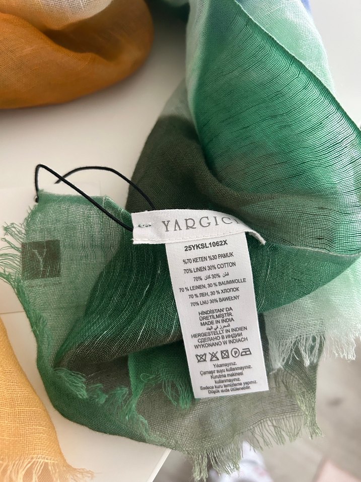 Yargıcı Keten Dokulu Renkli Şal - Görsel 5