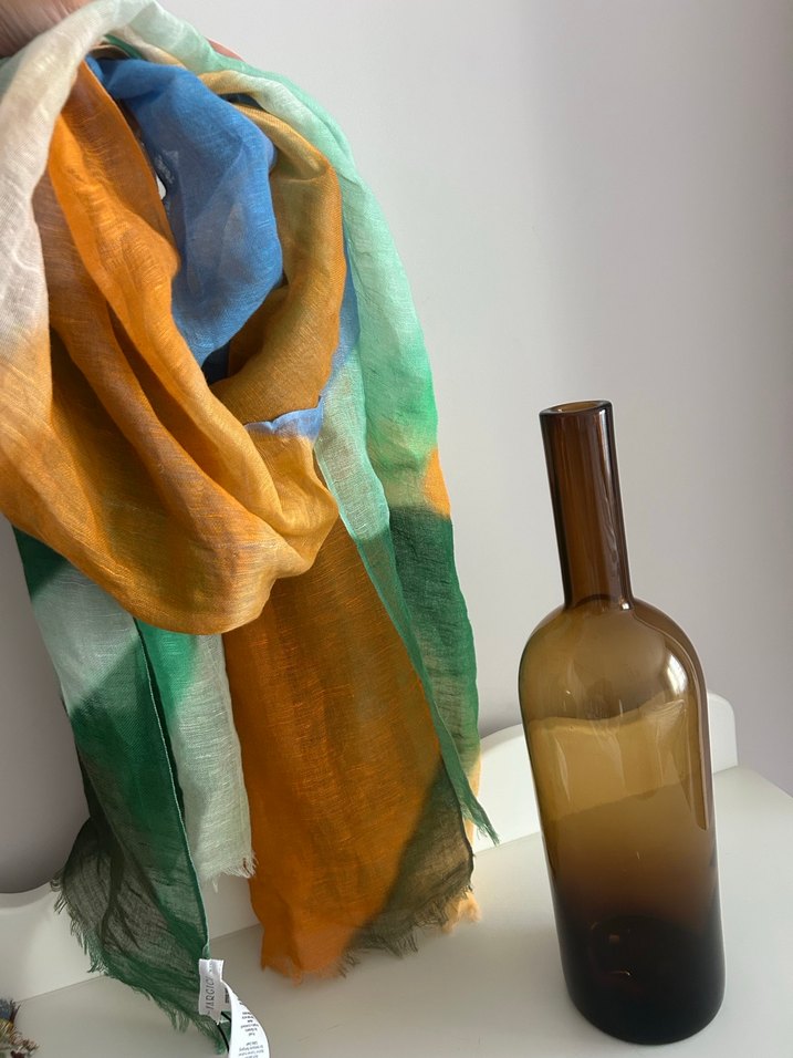 Yargıcı Keten Dokulu Renkli Şal - Görsel 2