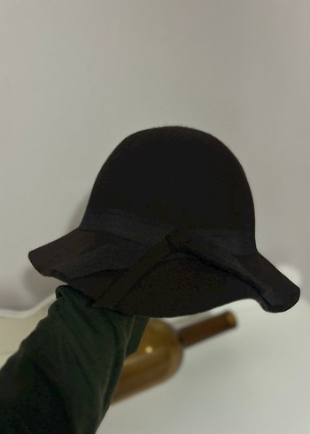 Fiyonklu Acı Kahve%100  Yün Kadın Şapka - Görsel 2