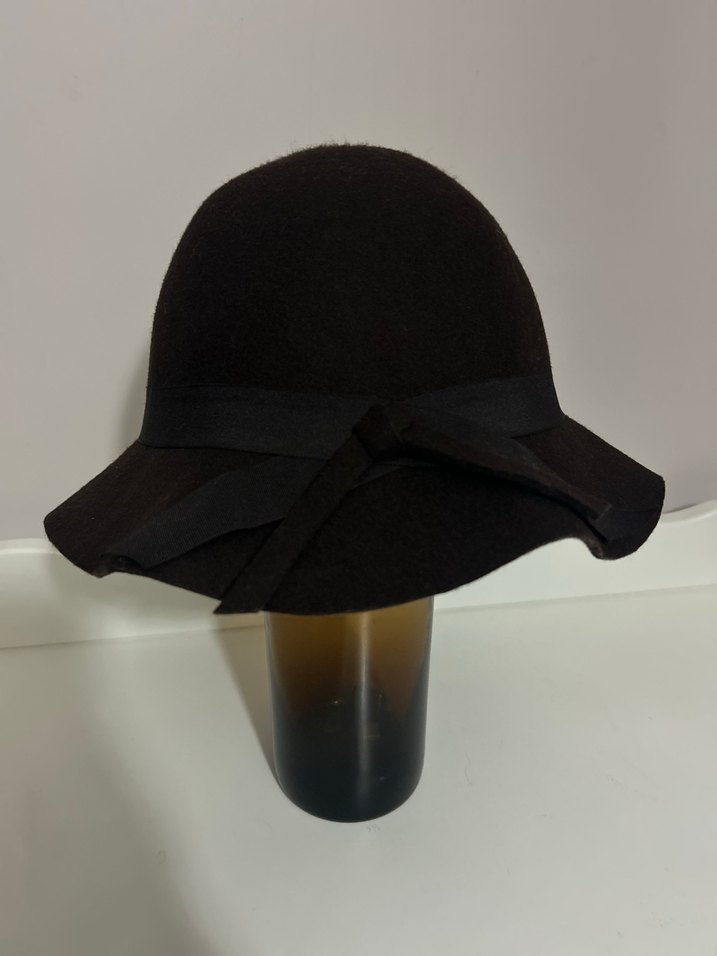 Fiyonklu Acı Kahve%100  Yün Kadın Şapka - Görsel 5