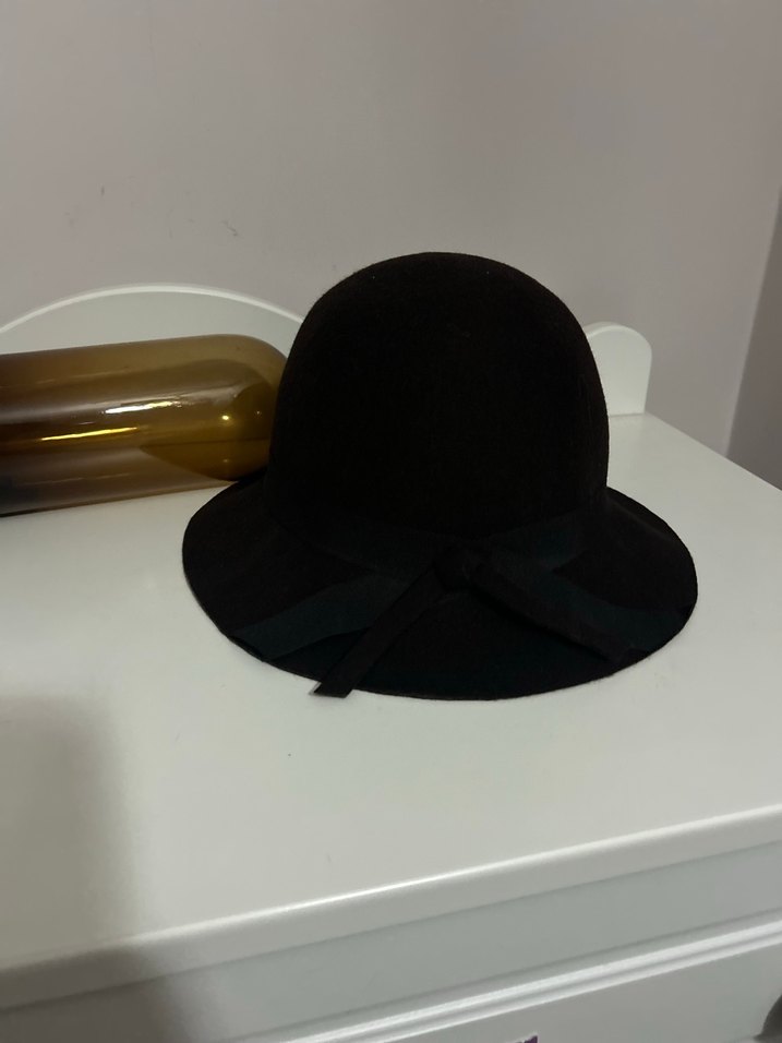 Fiyonklu Acı Kahve%100  Yün Kadın Şapka - Görsel 3