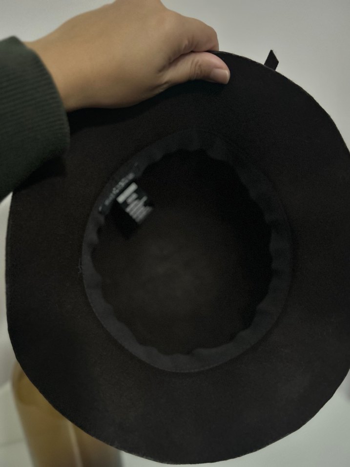 Fiyonklu Acı Kahve%100  Yün Kadın Şapka - Görsel 4