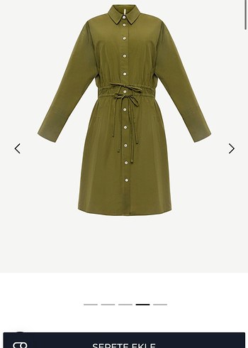 Yargıcı Pamuklu Yeşil Gömlek Elbise - Görsel 3