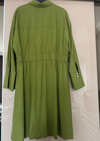 Yargıcı Pamuklu Yeşil Gömlek Elbise - Görsel 4