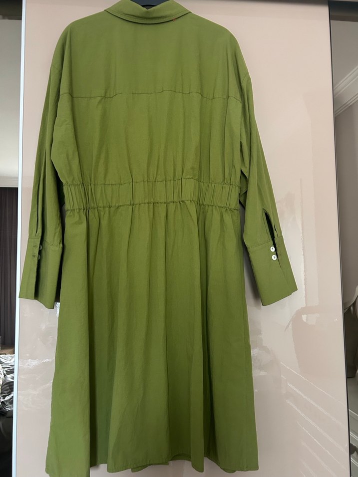 Yargıcı Pamuklu Yeşil Gömlek Elbise - Görsel 4