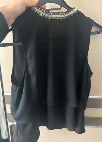 Zara  Drapeli V Yaka Kolsuz Bluz - Görsel 2