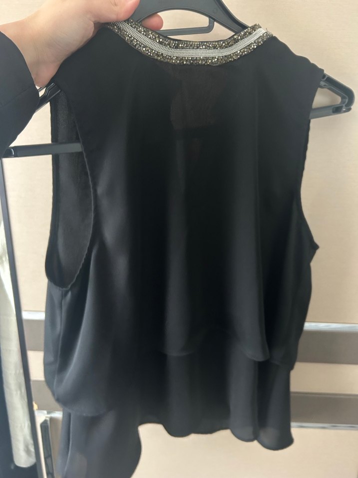 Zara  Drapeli V Yaka Kolsuz Bluz - Görsel 2