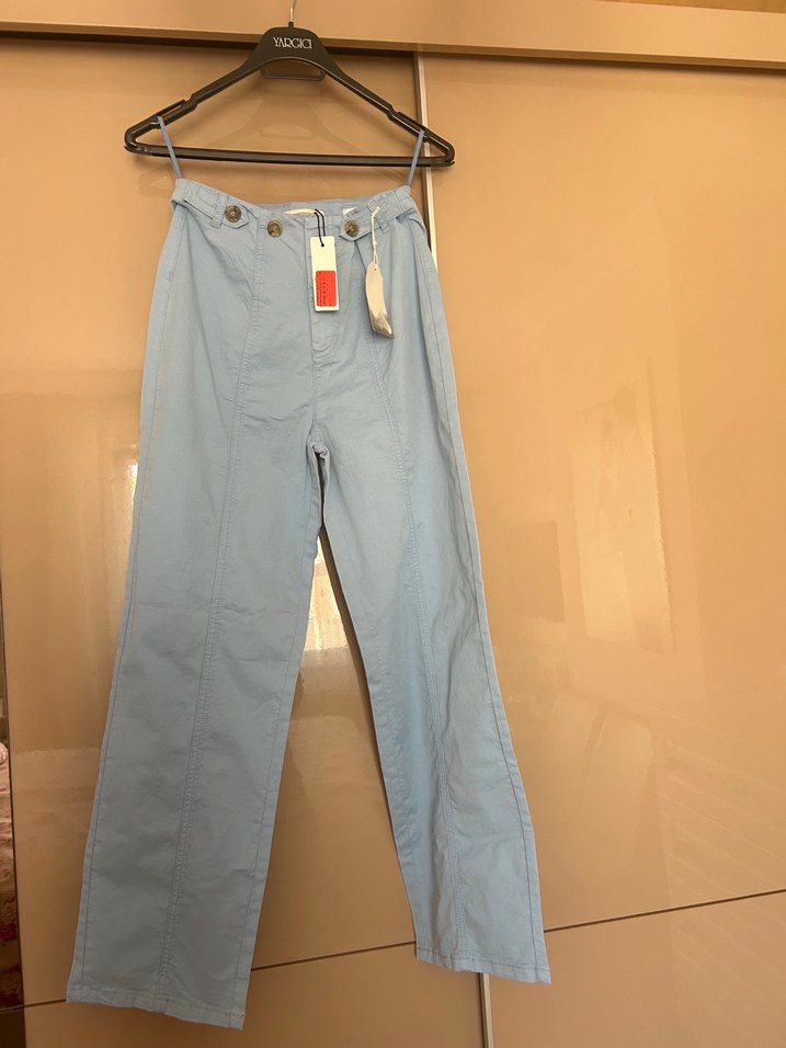 Yargıcı -Kadın Açık Mavi Düğmeli Denim Pantolon - Görsel 5