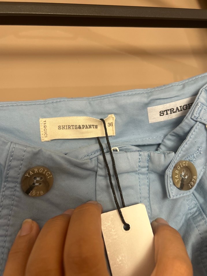 Yargıcı -Kadın Açık Mavi Düğmeli Denim Pantolon - Görsel 3