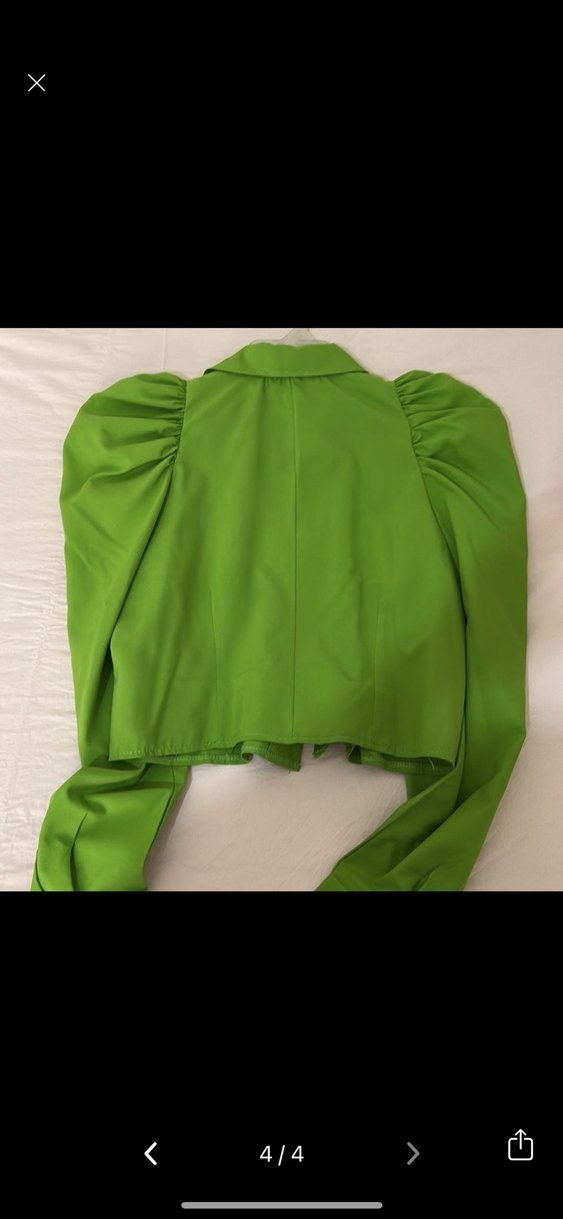 Düğmeli Yeşil Mini Kadın Gömlek - Görsel 4