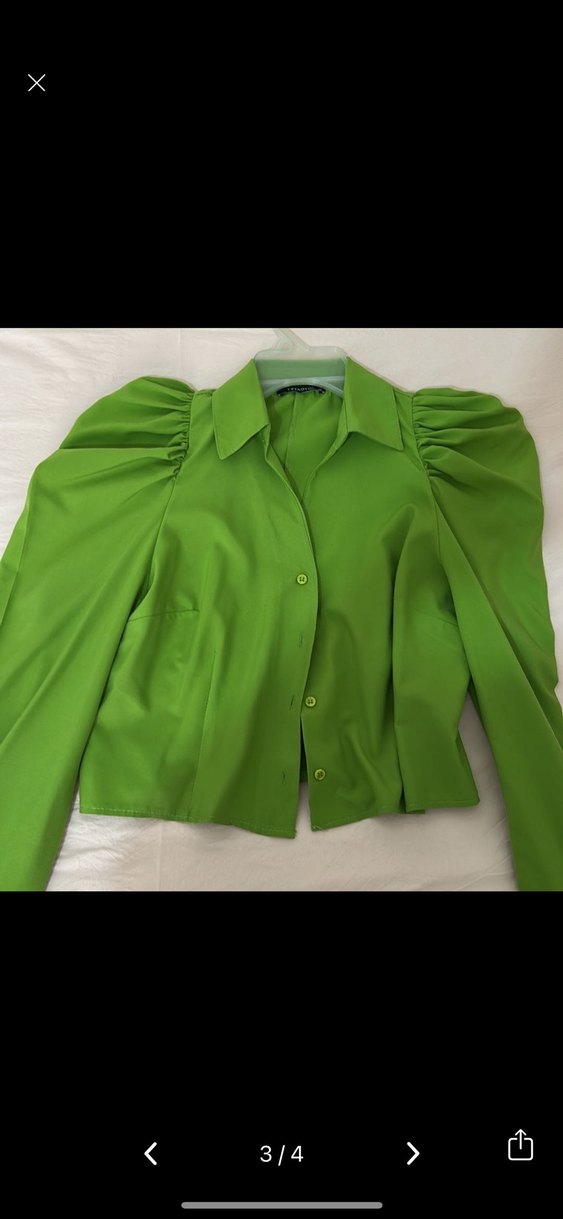 Düğmeli Yeşil Mini Kadın Gömlek - Görsel 3