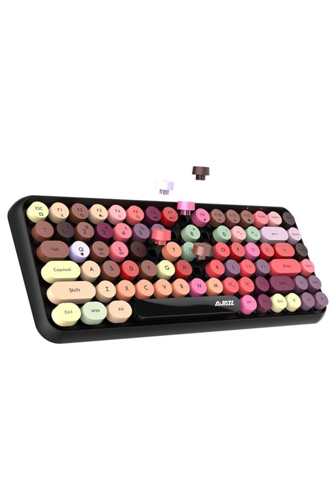 Renkli Yuvarlak Tuşlu Karanlık Klavye - Görsel 3