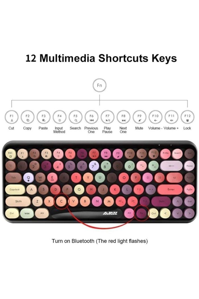 Renkli Yuvarlak Tuşlu Karanlık Klavye - Görsel 2