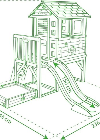 Smoby 7600810801 - Kare Oyun Evi - 70 cm Yüksekliğinde Platforml - Görsel 9