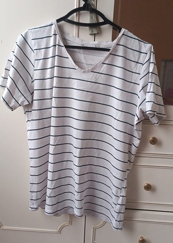 Çizgili Kısa Kollu Hamile Tişörtü - Görsel 2