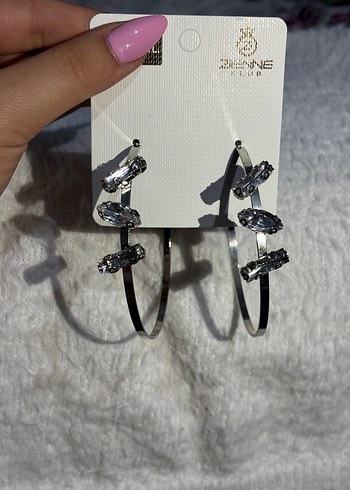 Gri Taşlı Mini Halka Küpe